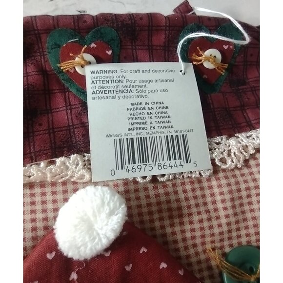 Quilted Treasures Folk Art Christmas Stocking Vtg Mrs Santa Baby Button Holiday - Picture 6 of 6